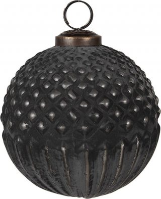 Clayre & Eef Kerstbal Overig Ø 10x10 cm Zwart Grijs Glas Kerstballen