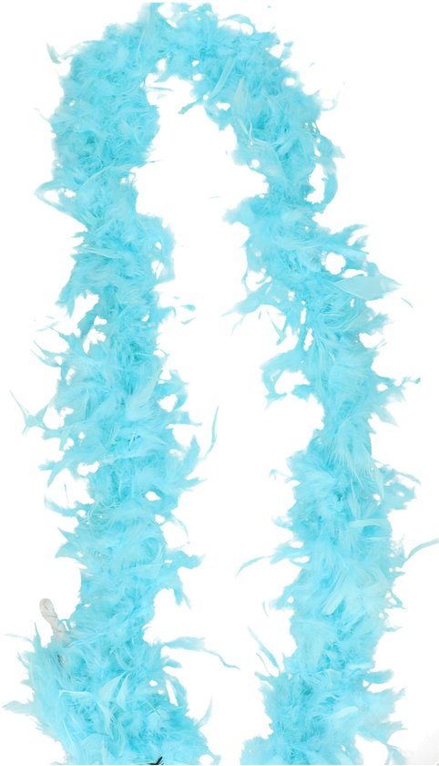Atosa Kerst boa - veren - ijs blauw - 180 cm - 45 gram - kerstboomversiering - kerstslinger - kerstboa