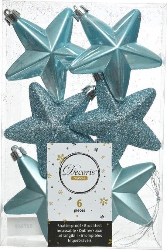 Decoris kersthangers - 6 stuks - 7.5cm - kunststof - mix