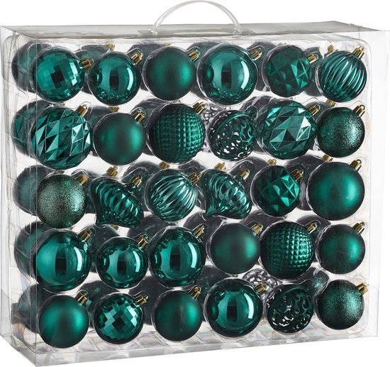 House of Seasons Kerstballen Set - 60 Stuks - Ø7 cm - Onbreekbaar - Petrol