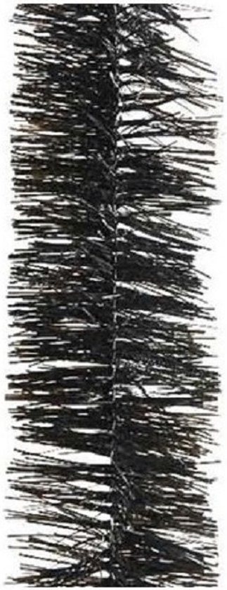 Decoris kerstslinger - 3x - zwart - 270 x 7 cm - folie/tinsel - lametta kerstboomversiering