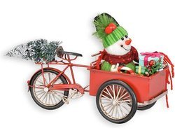 Kerst Bakfiets - Kerstdorp - Kerstversiering - Miniatuur Voertuig - Model Fiets - Kerst Decoratie - Versiering - Woondecoratie - Merry Christmas - 30x12x17