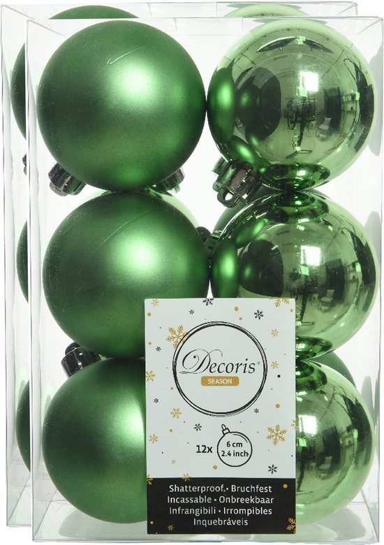 24x stuks kunststof kerstballen groen 6 cm - Mat/glans - Onbreekbare plastic kerstballen