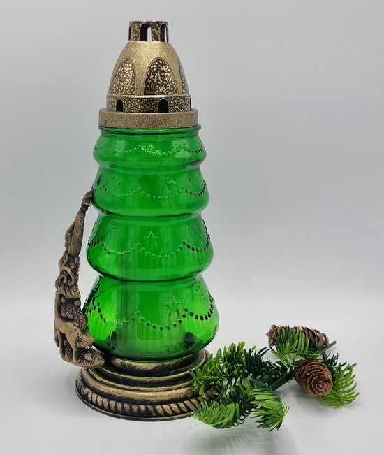 Herdenkingslicht - R134j - Kerstboom - Rendier - Goud - Grafkaars - Graflicht - Graflantaarn - Grafdecoratie - Windlicht
