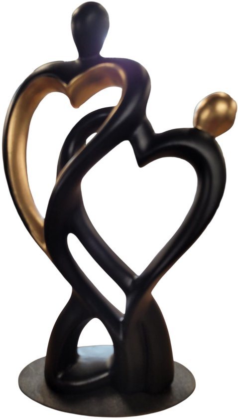 Gilde Handwerk Sculptuur Beeld Door het hart verbonden - stabiele versie - Keramiek zwart goud - speciale productie