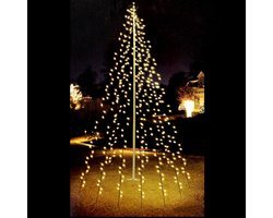 Vlaggenmast Verlichting 192 LED – 208 cm Warm Wit – Sfeervolle Kerstverlichting voor Buiten – Energiezuinige LED Lichtstralen voor Mast & Tuin
