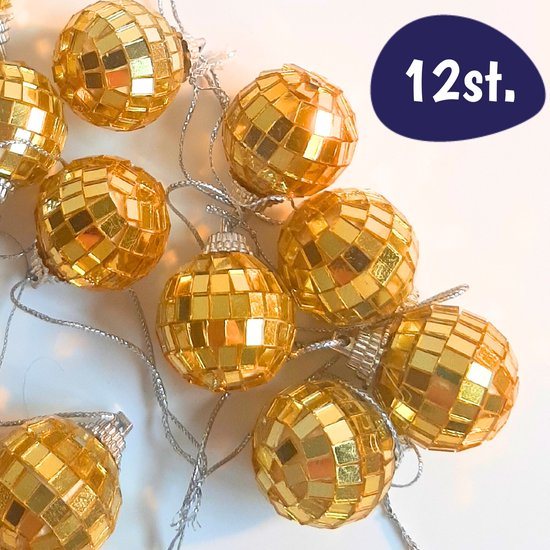 Mini Discoballen Goud - 3cm - 12 stuks - Kerstmis Decoratie
