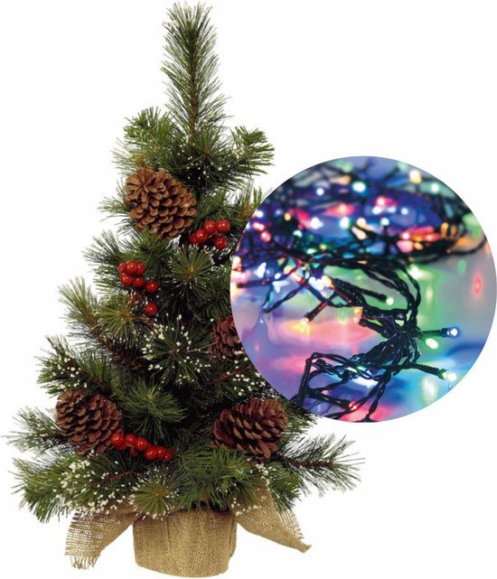 Mini kerstboom 45 cm - met decoratie en verlichting gekleurd 300cm -40 leds