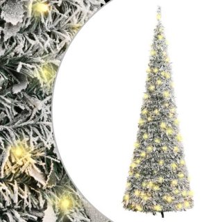 vidaXL - Kunstkerstboom - pop-up - met - sneeuw - 100 - LED's - 150 - cm