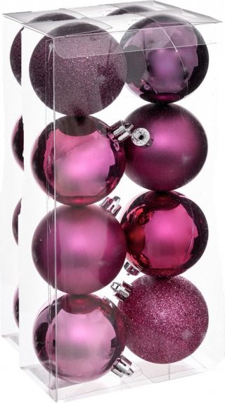Atmosphera kerstballen - 16x stuks - framboos roze - kunststof - 7 cm
