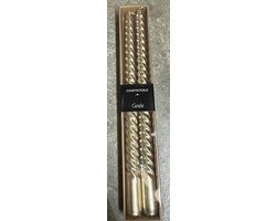 Decostar - Set van 2 kaarsen - 30 cm - goud - kaarsen - kaars - kerst - swirlkaarsen per 2 verpakkingen