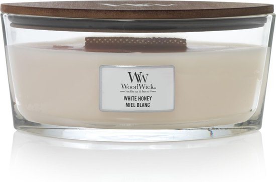 WoodWick Heartwick Flame Ellipse Geurkaars - White Honey - 50 branduren