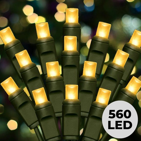 Lomera Kerstverlichting 11 Meter - 560 LED Lampjes - Extra Warm Wit - Binnen en Buiten - Met Timer en Dimmer - Groene Kabel - IP44 Adapter - Kerstboomverlichting - Geschikt voor 180cm Boom