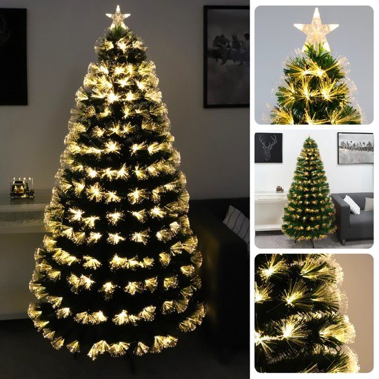 Cheqo® Kerstboom Met Verlichting - Kunstkerstboom - 120 cm - Warm Wit LED - Inclusief Metalen Standaard