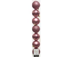 7x stuks kunststof kerstballen oudroze (velvet) 8 cm - Mix - Onbreekbare plastic kerstballen