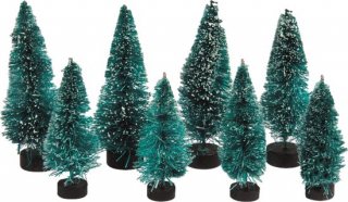 Rayher hobby kerstdorp boompjes/kerstboompjes - 8x st - 5-7 cm -miniatuur