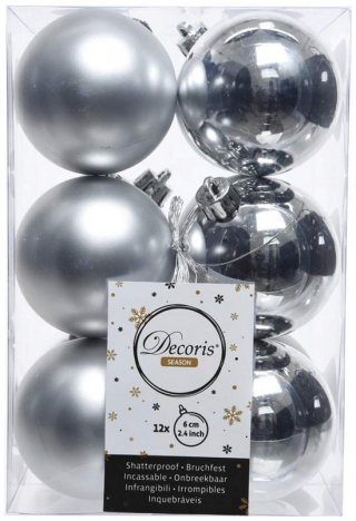 Decoris  kerstballen - 12 stuks - kunststof - 6cm