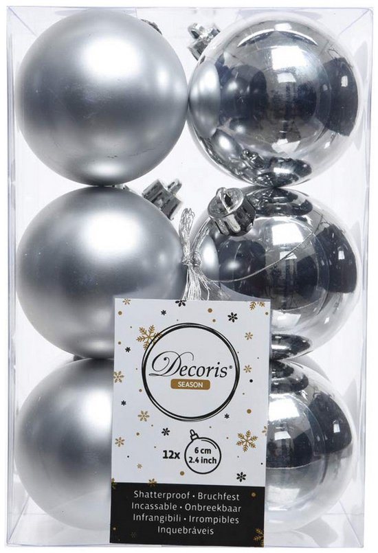 Decoris  kerstballen - 12 stuks - kunststof - 6cm