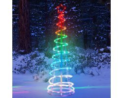 LED Spiral Kerstverlichting - RGB Kerstboom 1.8M - 135 LEDs - met Afstandsbediening en Timer - 12 Modes - Binnen & Buiten - voor Kerst, Feest & Huisdecoratie - Vouwend