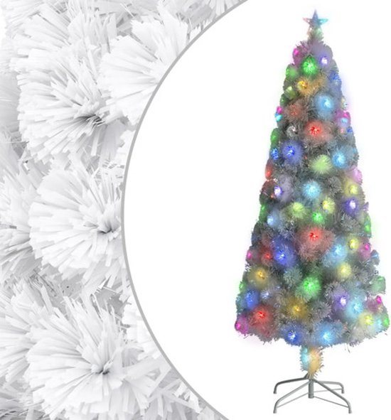 vidaXL - Kunstkerstboom - met - verlichting - 210 - cm - glasvezel - wit