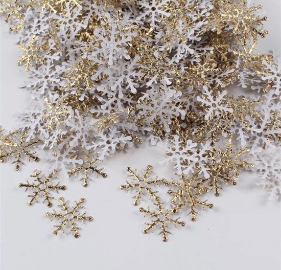 Akyol - kerstversiering - sneeuwvlok - goudkleur - versiering - sneeuwvlokjes - 50 stuks - feestdagen - decoratie - kerstversiering - kerst decoratie - tafel decoratie kerst - kerst