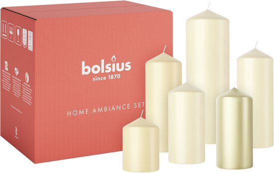 Bolsius - Gladde Stompkaarsen set - Pillow Talk - Ivoor Beige - 6 Stuks