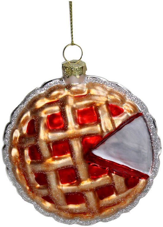 HD Collection glazen kerst ornament kersthanger Hollandse Vlaai 8.4 cm uit de collectie The Christmas Bakery - de Kerst Bakkerij