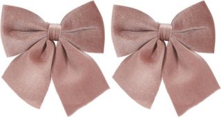 Home & Styling Kerstdecoratie/Kersthanger Velvet Strikken - Set van 2 stuks - 13x25cm - Roze