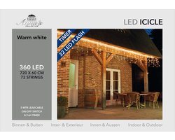 Anna's Collection Ijspegelverlichting - lichtsnoer - 360 led lampjes - warm wit - 720 x 60 cm