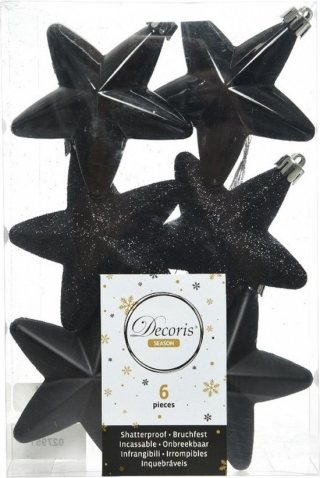 Decoris kersthangers - 6 stuks - 7.5cm - kunststof - mix