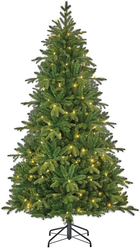 Black Box Trees Brampton Kerstboom met Verlichting - Kunstkerstboom Slim Model met 240 LED Lampjes - Kerstversiering voor Binnen - Extra Smal - H215 x Ø125 cm - Groen