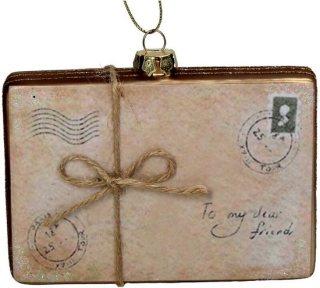 HD Collection glazen kerstornamenten kerst hanger antieke postbrieven 12 cm