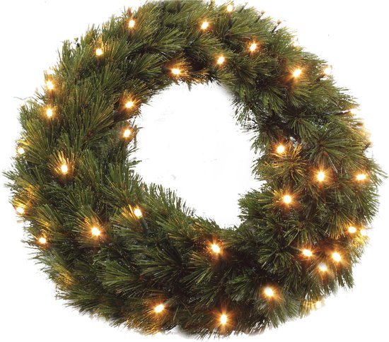 Triumph Tree Forest Frosted kerstkrans - 72 led lampjes - d60 cm - 160 tips - groen
