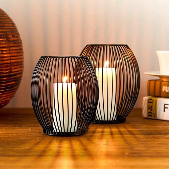 Spieringstore® Waxinelichthouders - Zwart - RVS - 2 Houders - 8 cm Ø - Ook Geschikt voor Dikkere Kaarsen