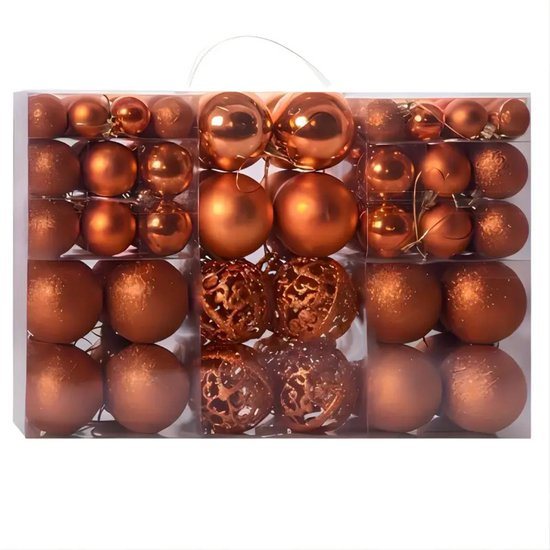Livano Kerstballen - Kerstversiering - Plastic - Oranje - Kerstballenset - 100 stuks