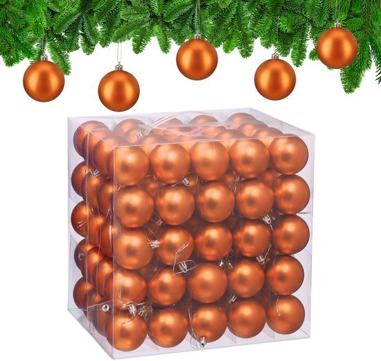 kerstballen set van 100 - Ø 6 cm - mat - kunststof - oranje