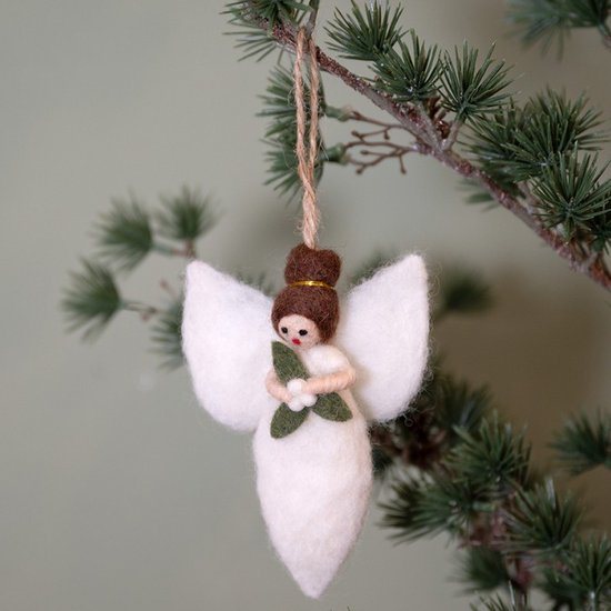 Hangers Vilt Set - Engeltjes Mistletoe - 5 Stuks - 13cm - Fairtrade