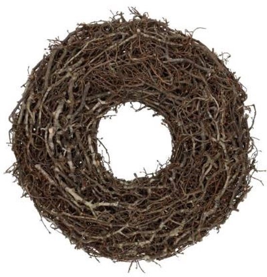 Krans - Herfstkrans - Kerstkrans - Hout - Bonsai hout - Bruin - D30 cm