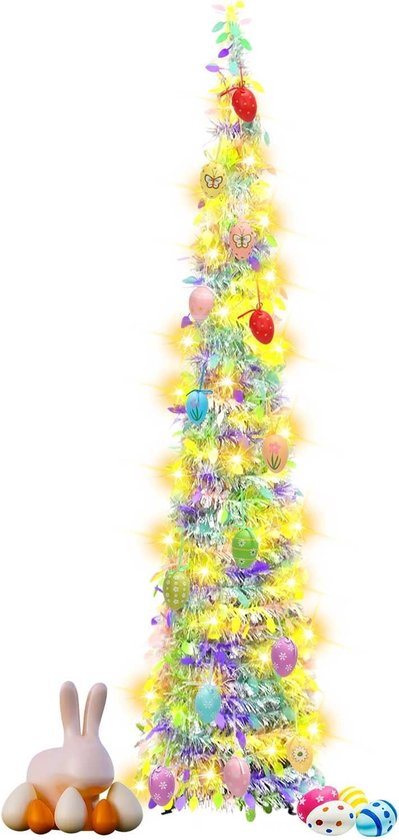 Kerstboom met Verlichting, 1.5m Kunstkerstboom met 50 LED Lichten en Ster, Slanke Decoratie voor Thuis en Kantoor, Perfect voor de Feestdagen