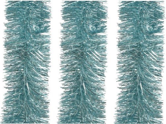 3x stuks kerstslingers ijsblauw (blue dawn)  270 x 7 cm - Folie lametta guirlandes/slingers kerstversiering