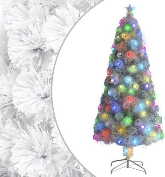 vidaXL - Kunstkerstboom - met - verlichting - 150 - cm - glasvezel - wit