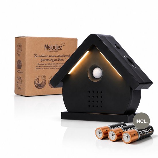 Melodiez Vogelhuisje Met Geluid - Box Incl. ledlicht, Batterijen en 5 Natuurlijke Vogel, Oceaan en Jungle geluiden - Vogelgeluiden Huisje Voor op Toilet - Vogelgeluiden Huisje met Sensor - Midnight Light