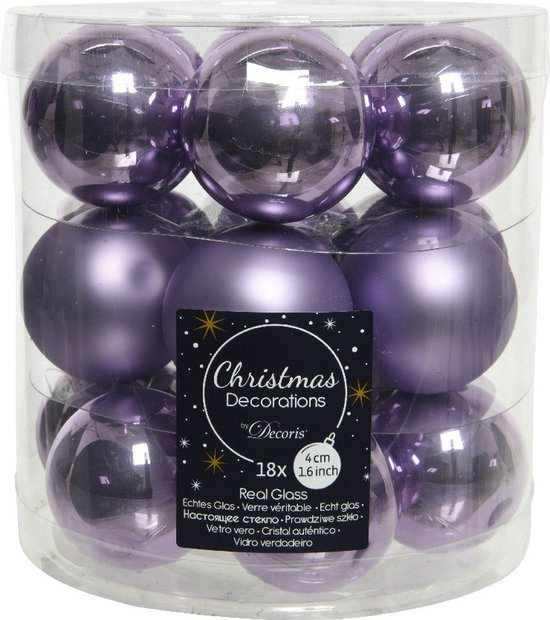 Decoris Kleine kerstballen - 18x st - lila paars - D4 cm - glas - kerstversiering