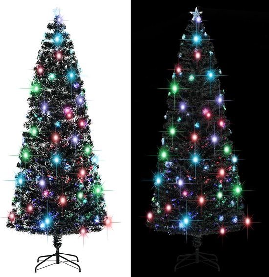 vidaXL - Voorverlichte - kerstboom - met - standaard - en - LED - 240 - cm - glasvezel
