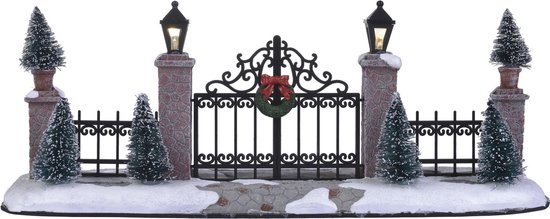 Luville - Lighted Gate &.Fence B/O - Kersthuisjes & Kerstdorpen