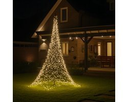 FlinQ 1200 LED Luminus Slimme Kerstboom - Vlaggenmast Kerstboom Verlichting 3 Meter - Buiten LED Kerstverlichting - Kleurkeuzes via App of Afstandbediening