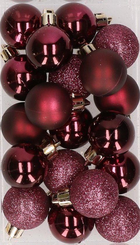 20x stuks kleine kunststof kerstballen - Mat/glans/glitter - Onbreekbare plastic kerstballen - Kerstversiering