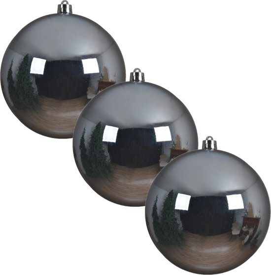3x Grote lichtblauwe kunststof kerstballen van 20 cm - glans - lichtblauwe kerstballen - Kerstversiering