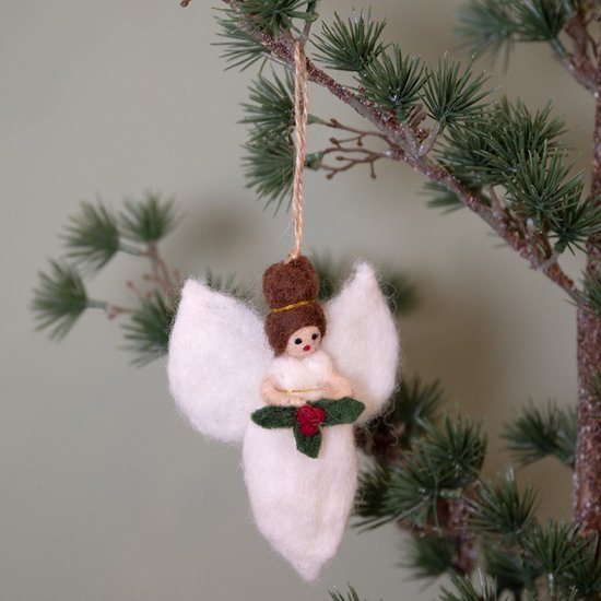 Hanger Vilt - Engeltje Hulst - 13cm - Fairtrade
