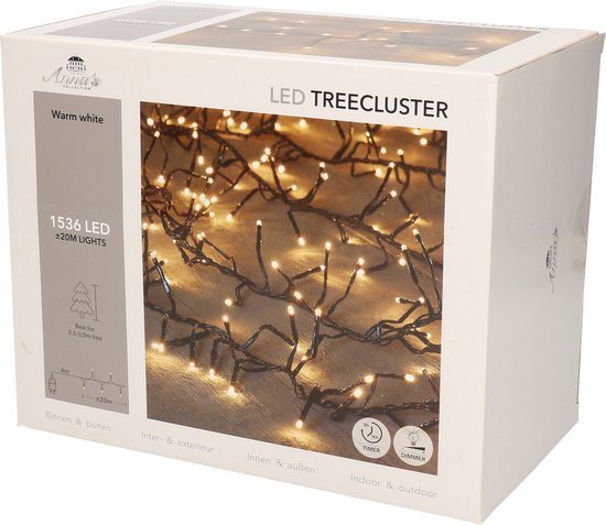 Anna's Collection Clusterverlichting - 1536 led lampjes - warm wit - 20 m - timer - dimmer - kerstverlichting